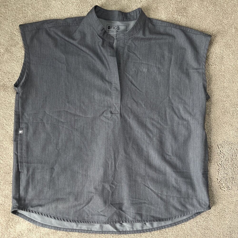 Figs Rafaela Scrub Top Womens Large Gray Sleeveless Medical Stretch Utility